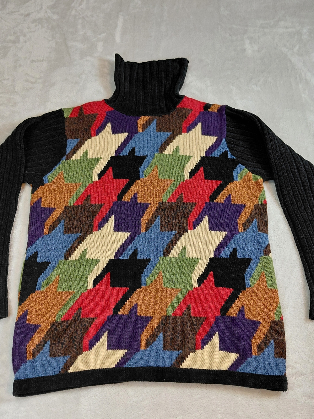 NWT Vintage Susan Bristol Chunky Houndstooth Turtleneck Knit Sweater (Medium)